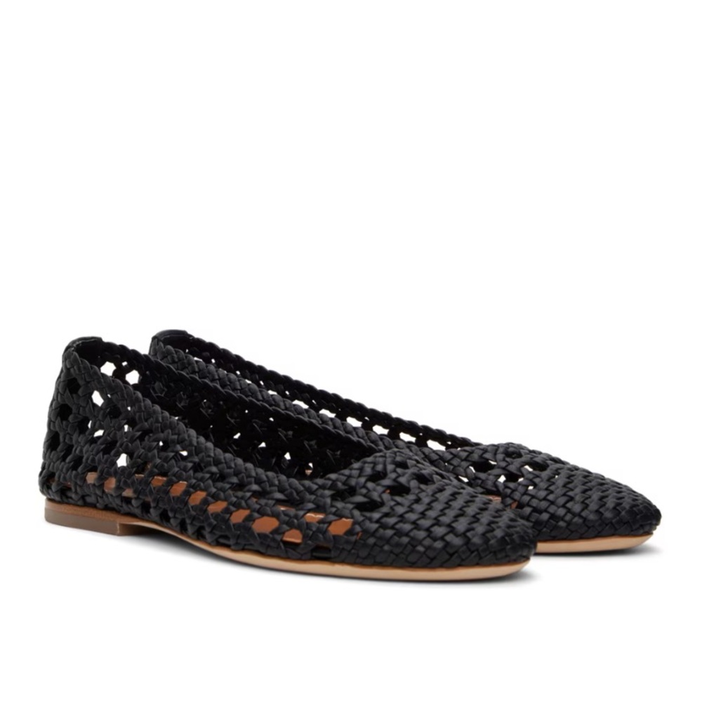 STAUD Nell Crochet Ballerina Hand Woven Black Shoes. Size 7.5.